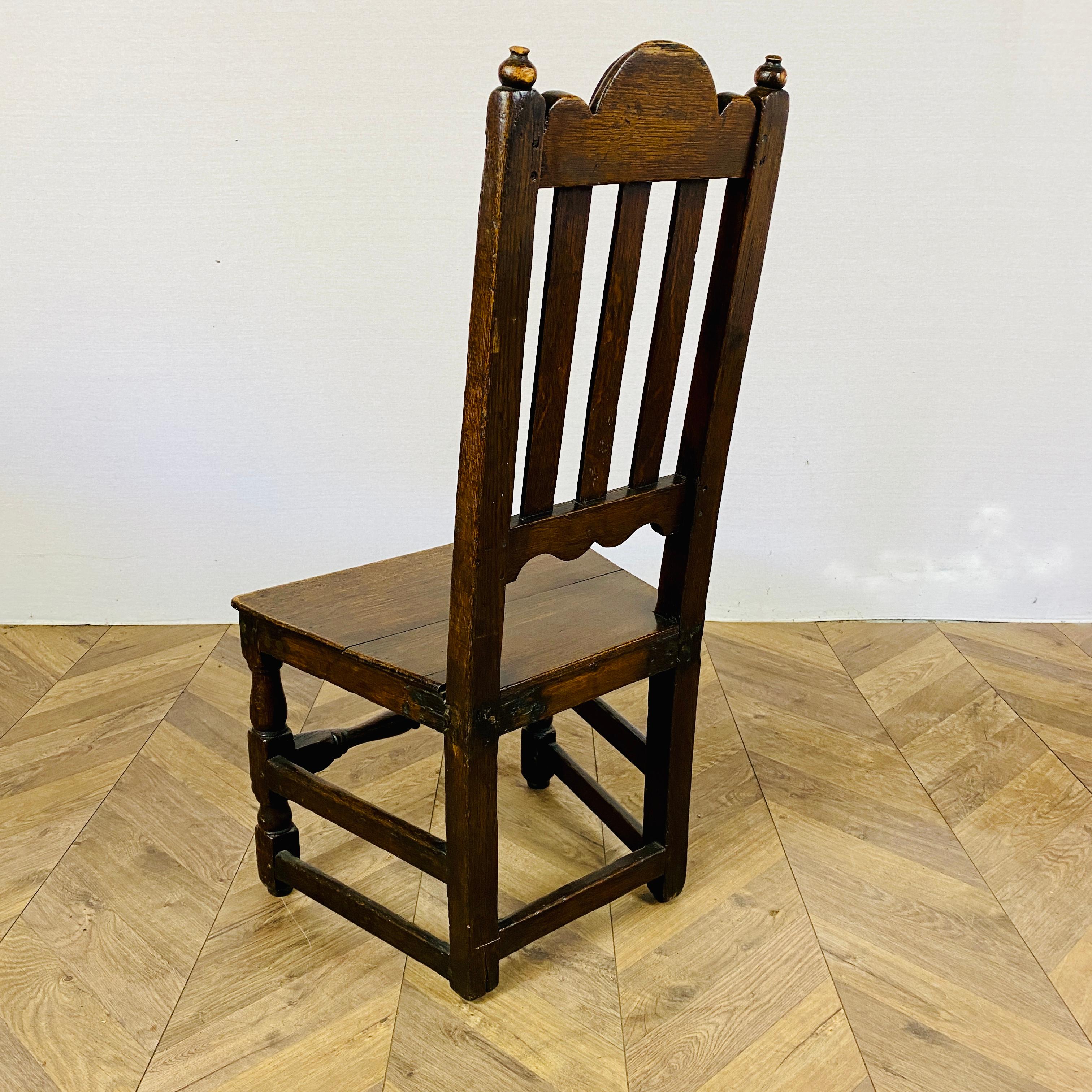 Antique English Oak 17th Century Hall Chair For Sale 2