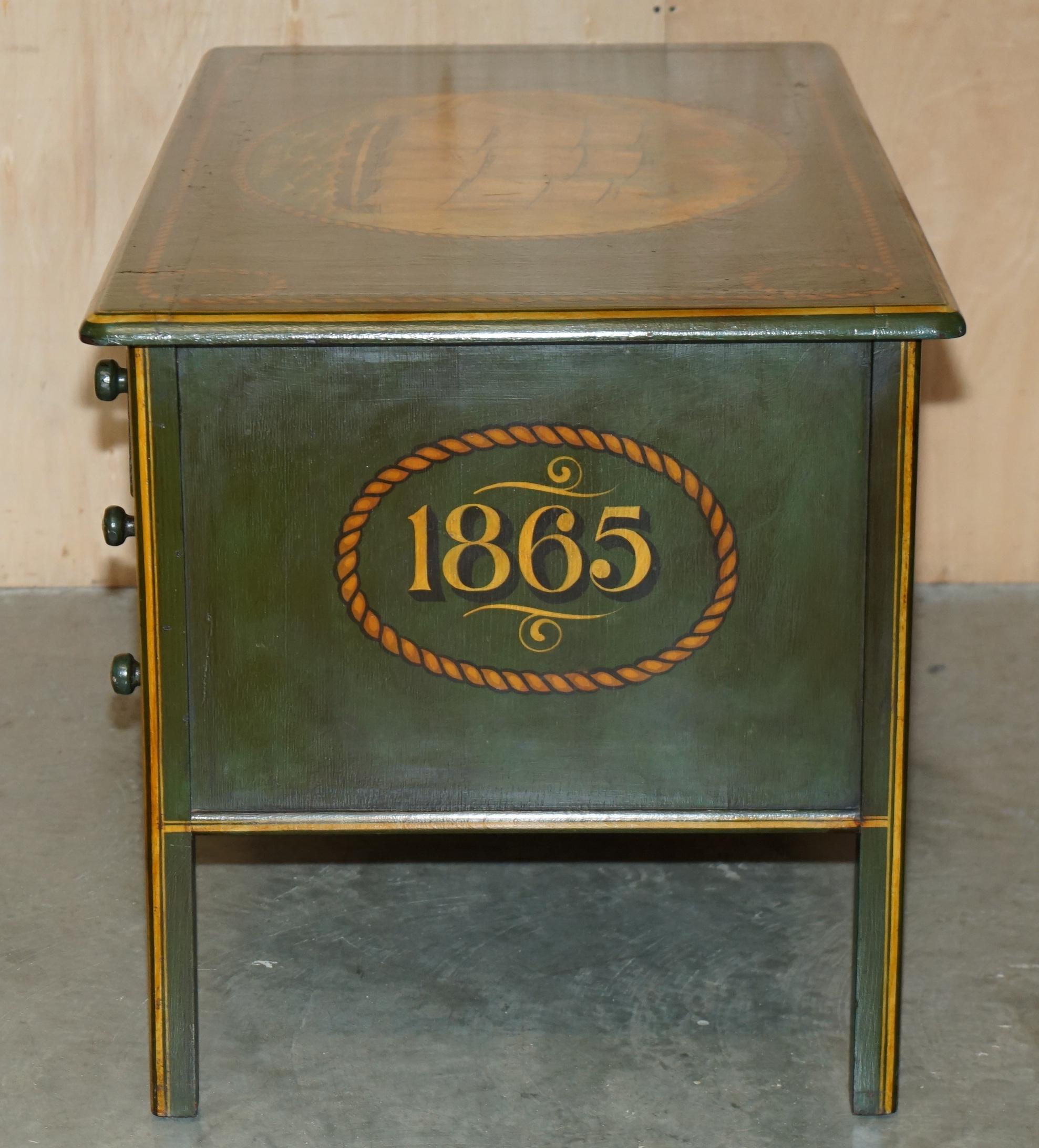 ANTIQUE ENGLISH OAK 1865 DATED NAVAL DESK OF CAPTAIN S.D GARDENER H.M.S SOLOMA in vendita 8