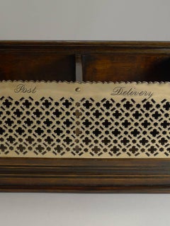 Antique English Oak and Brass Letter Box, Post and Delivery, circa 1880