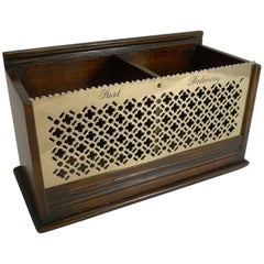 Antique English Oak and Brass Letter Box, Post and Delivery, circa 1880