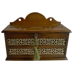 Antique English Oak and Brass Letters Box, circa 1890