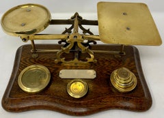 Antique English Oak and Brass Postal Scale