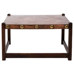 Antique English Oak and Copper Coffee Table