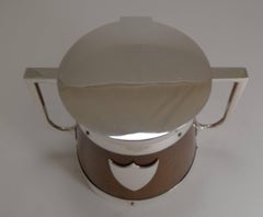 Antico portabiscotti inglese in Oak e placca d'argento di John Grinsell & Sons