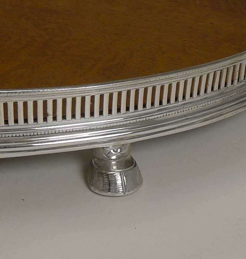Antique English Oak and Silver Plate Tray by Roberts and Belk, circa 1890 In Excellent Condition In Bath, GB