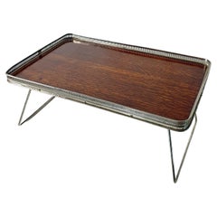 Antique English Oak and Silver Plated Tray, circa 1910