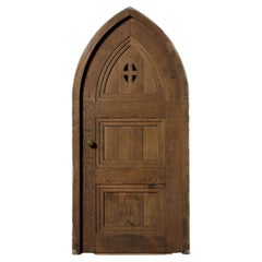 Antique English Oak Arched Door with Frame