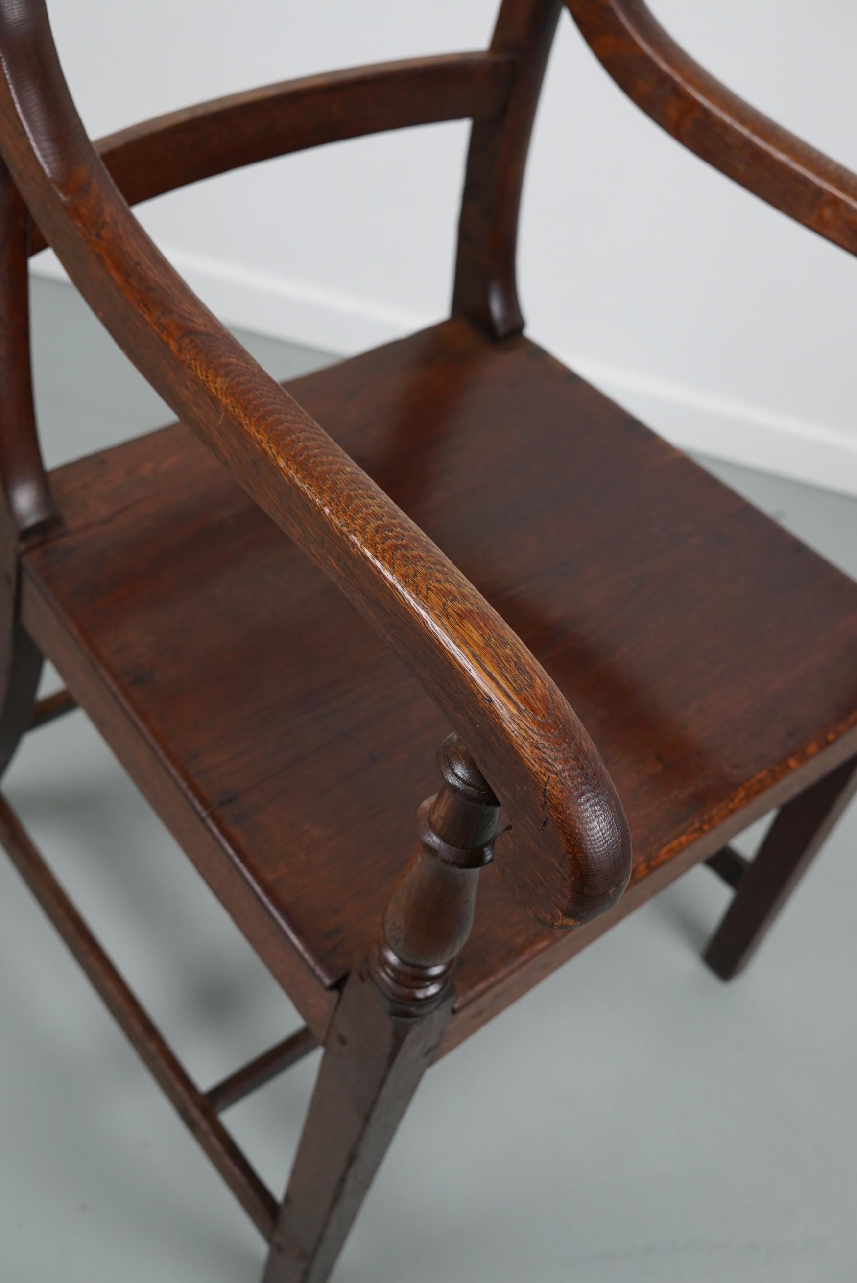 Antique English Oak Armchair 18th Century For Sale 1