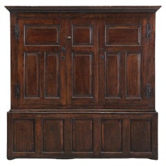 Antique English Oak Baker's Cupboard or Back Hall Coat Closet c1700-40 Original 