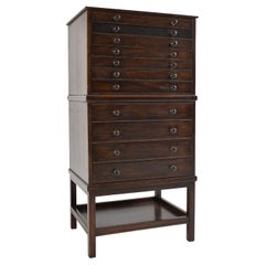 Antique English Oak Bank of Collector's Drawers Specimen Cabinet Curiosities