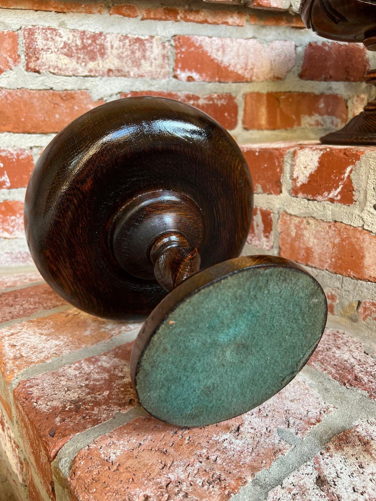 Antique English Oak Barley Twist Compote Pedestal Bowl Floral Dessert Stand For Sale 5