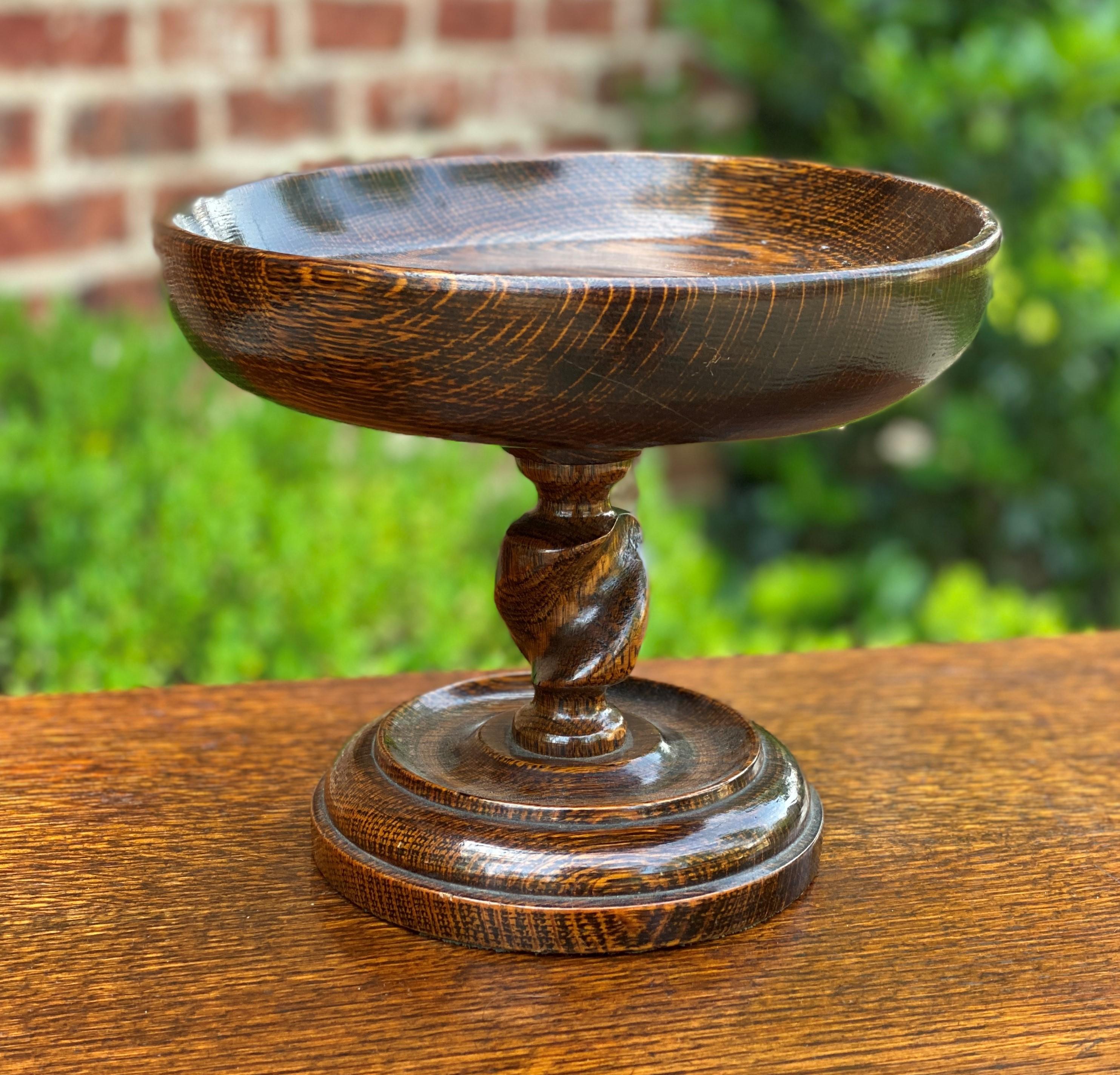 Antique English Oak Barley Twist Compote Pedestal Bowl 5