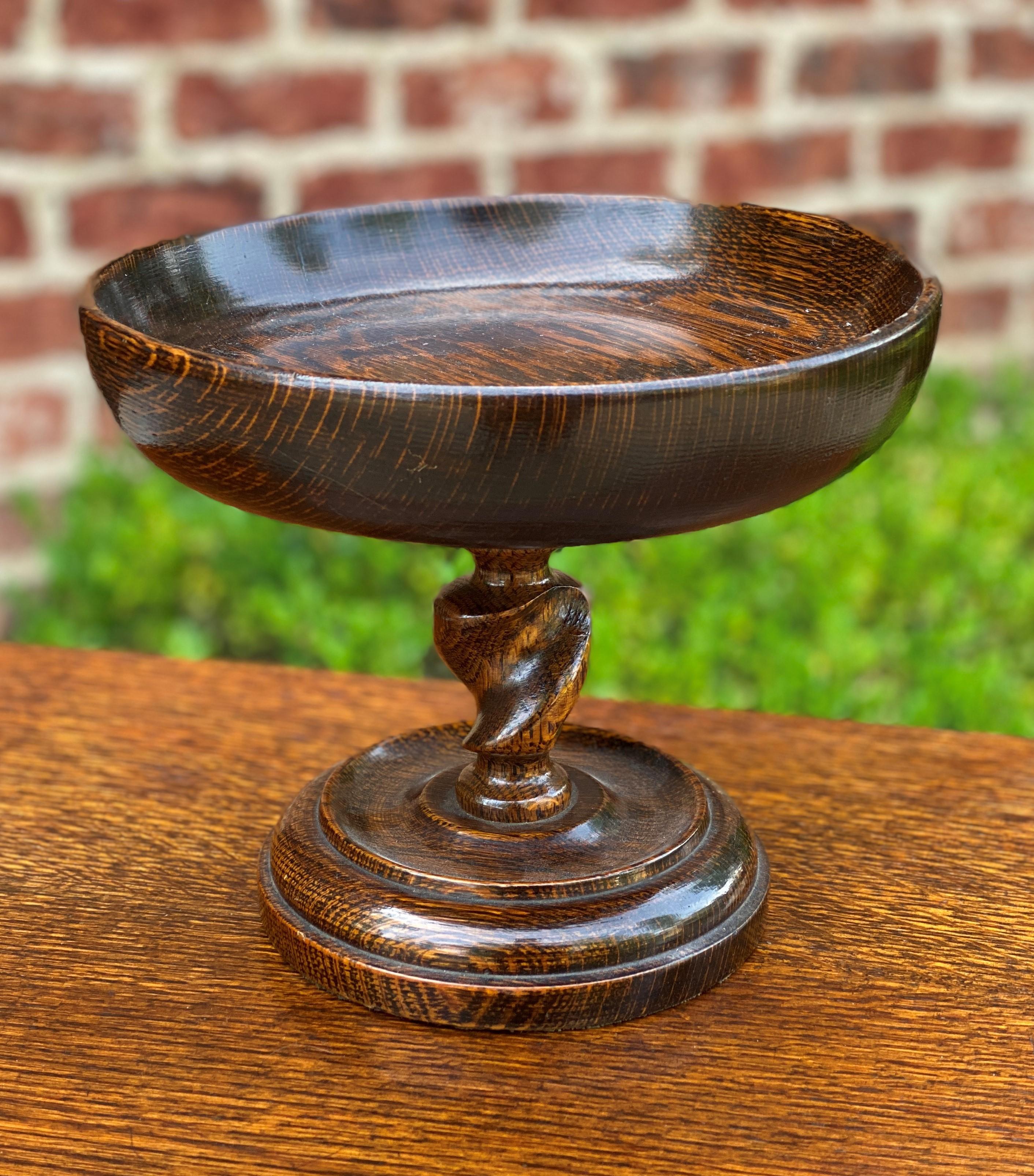 Antique English Oak Barley Twist Compote Pedestal Bowl 6