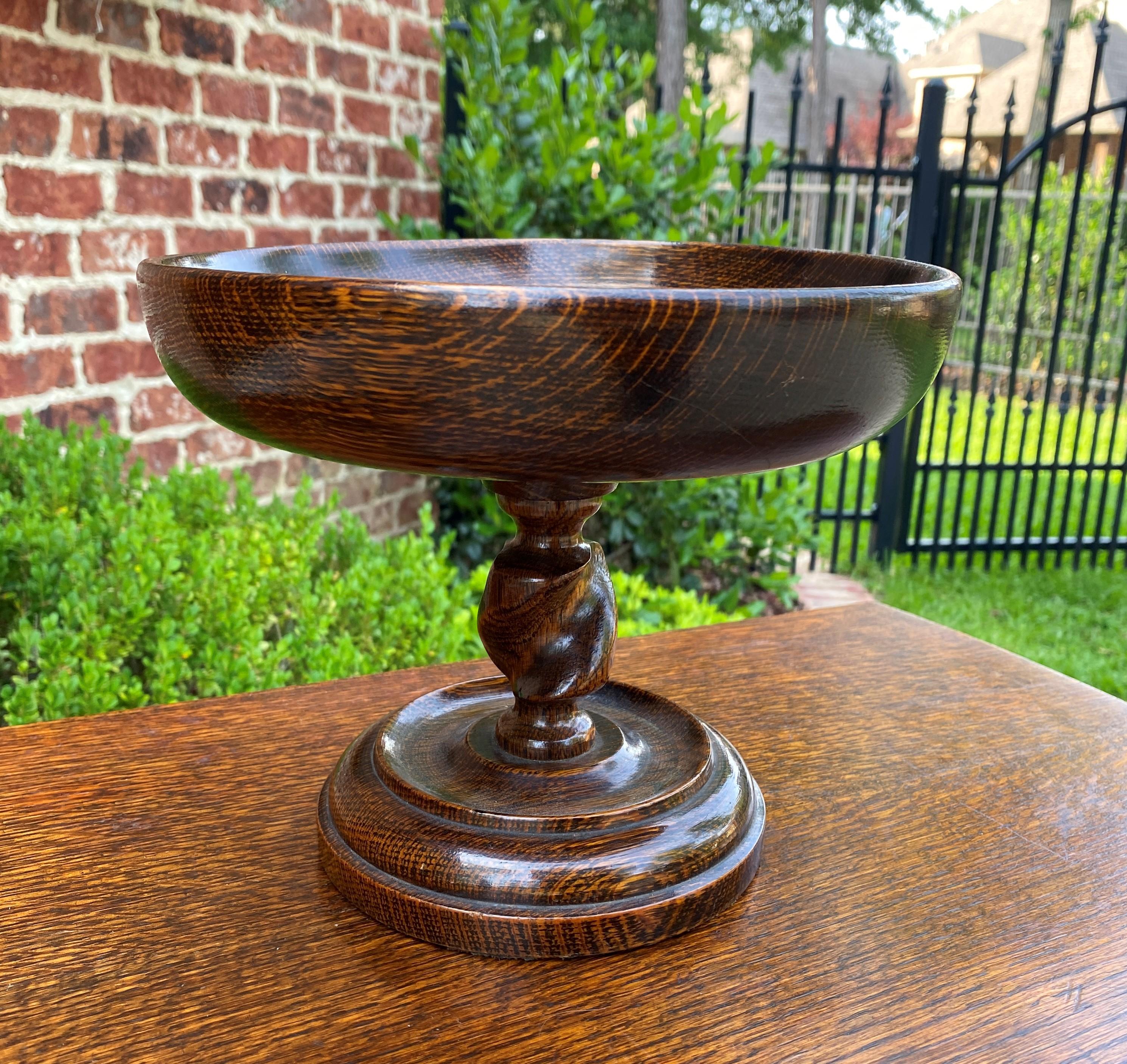 Antique English Oak Barley Twist Compote Pedestal Bowl 7