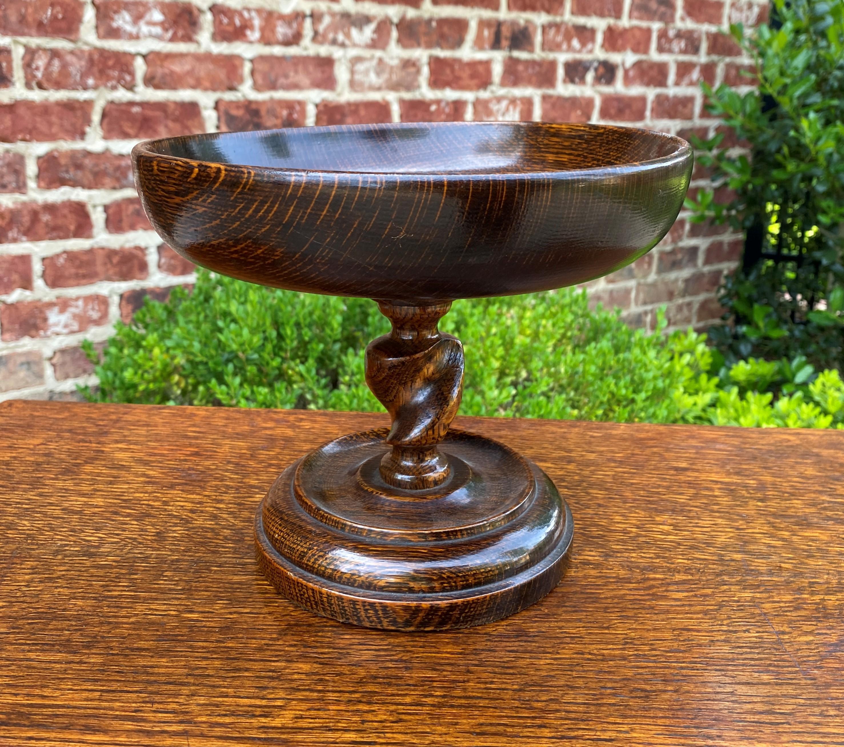Antique English Oak Barley Twist Compote Pedestal Bowl 9
