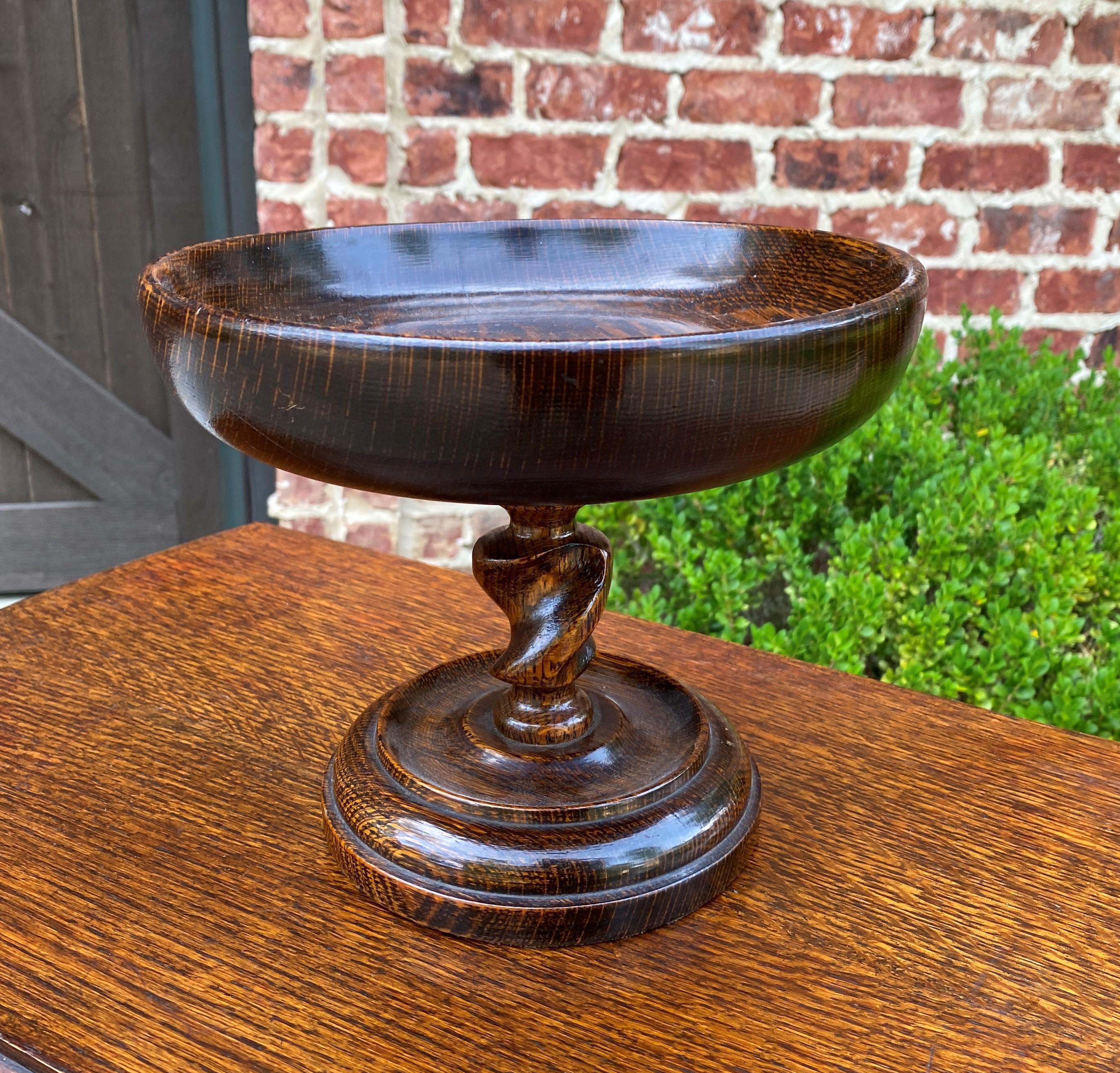 Antique English Oak Barley Twist Compote Pedestal Bowl For Sale 8