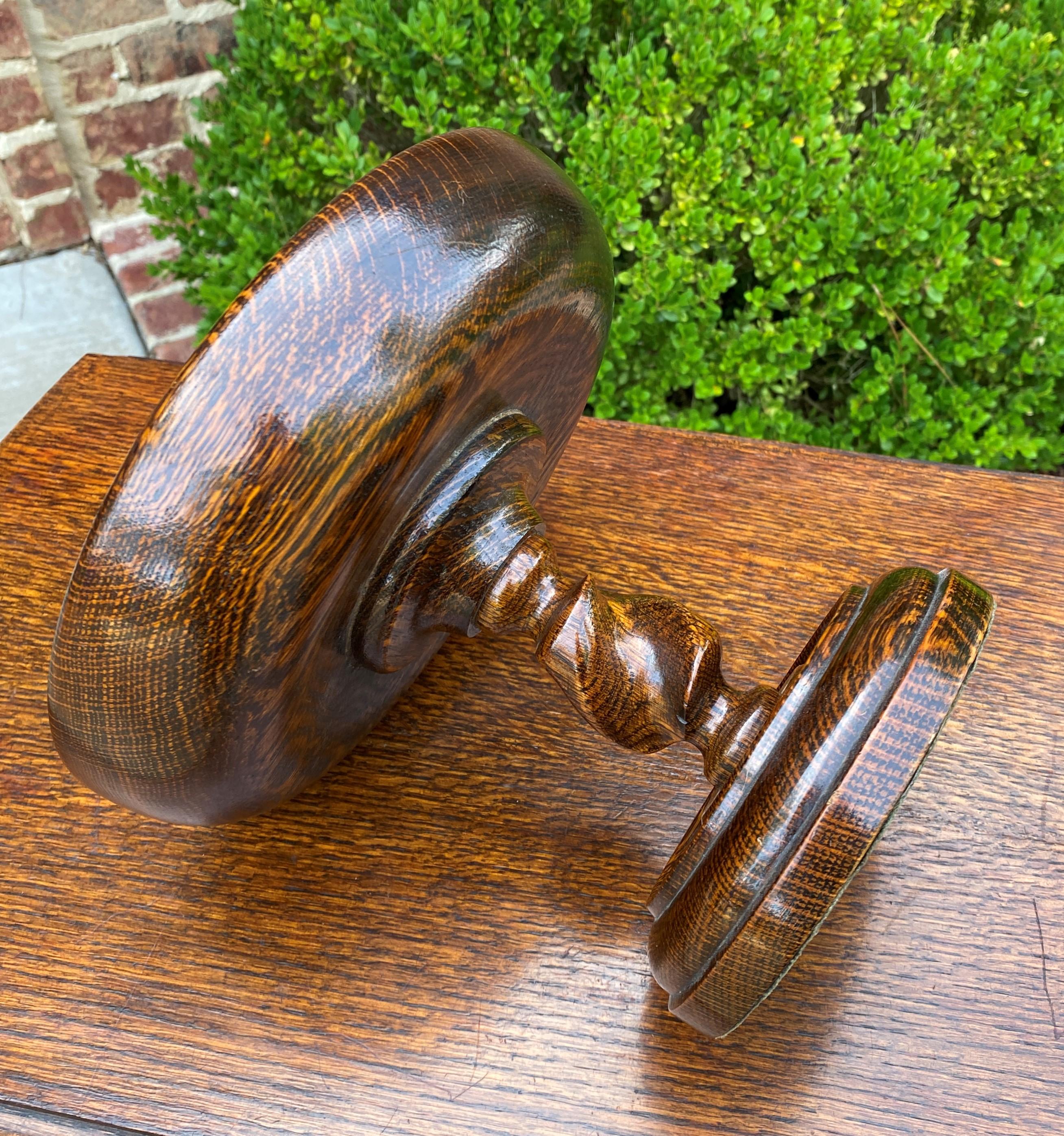 Antique English Oak Barley Twist Compote Pedestal Bowl 2