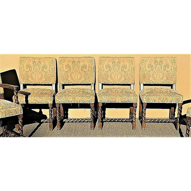 For FULL item description click on CONTINUE READING at the bottom of this page.

Offering One Of Our Recent Palm Beach Estate Fine Furniture Acquisitions Of A
Set of 6 Antique English Oak Carved Barley Twist Dining Chairs
Includes 2 arm and 4