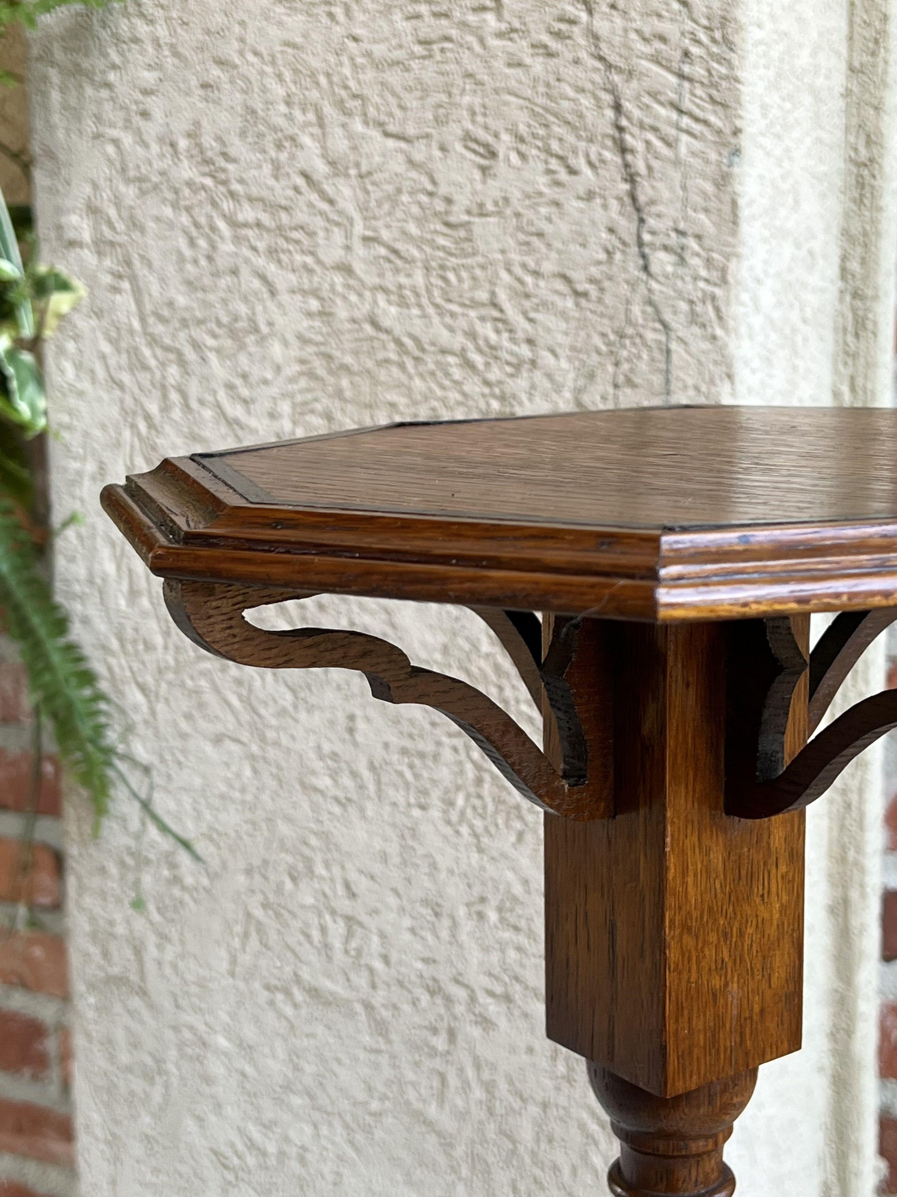 Antique English Oak Barley Twist Pedestal Plant Bronze Display Stand Table 2