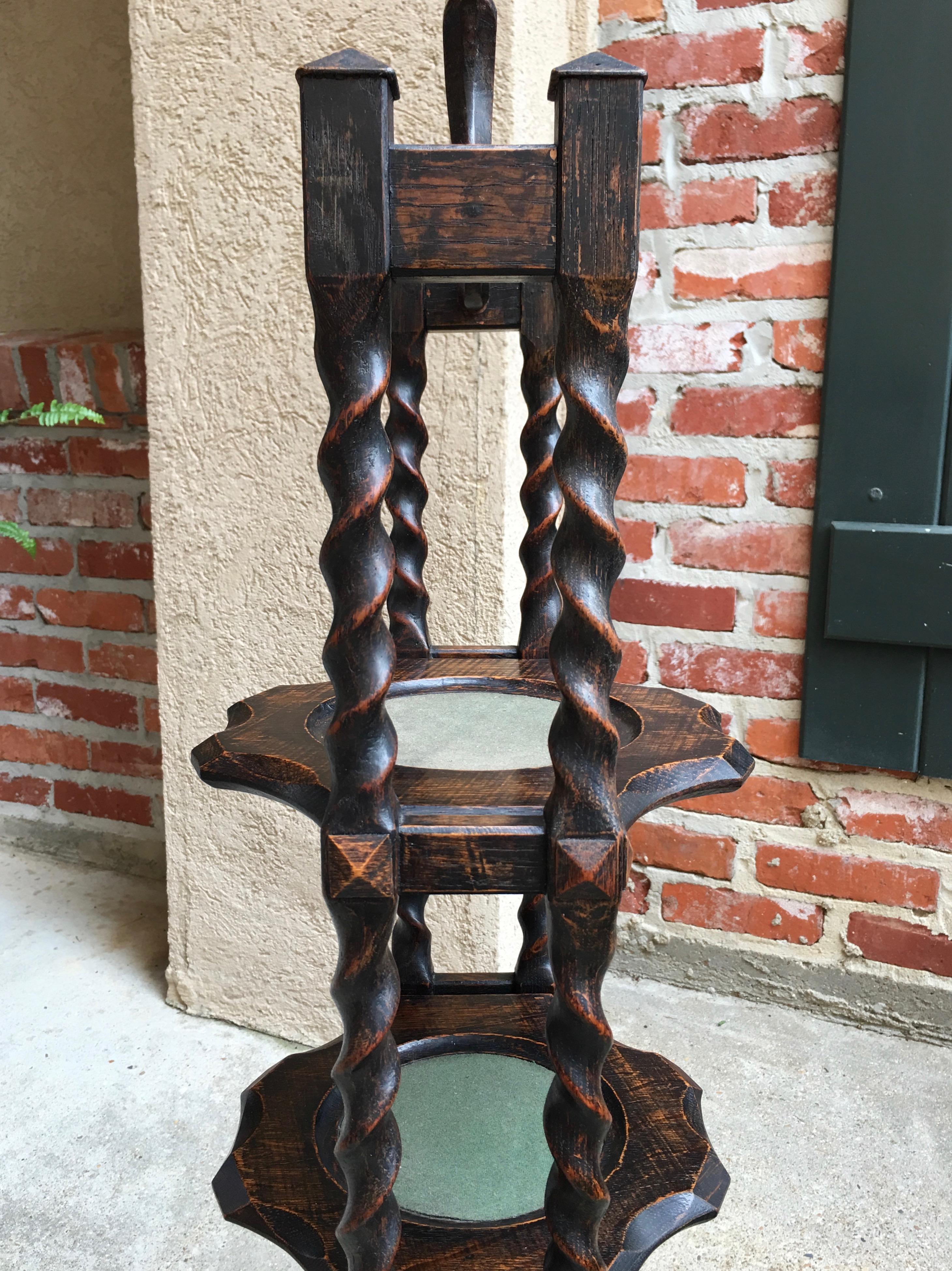 Antique English Oak Barley Twist Pie Muffin Cake Stand Dessert Server Tea Table 2