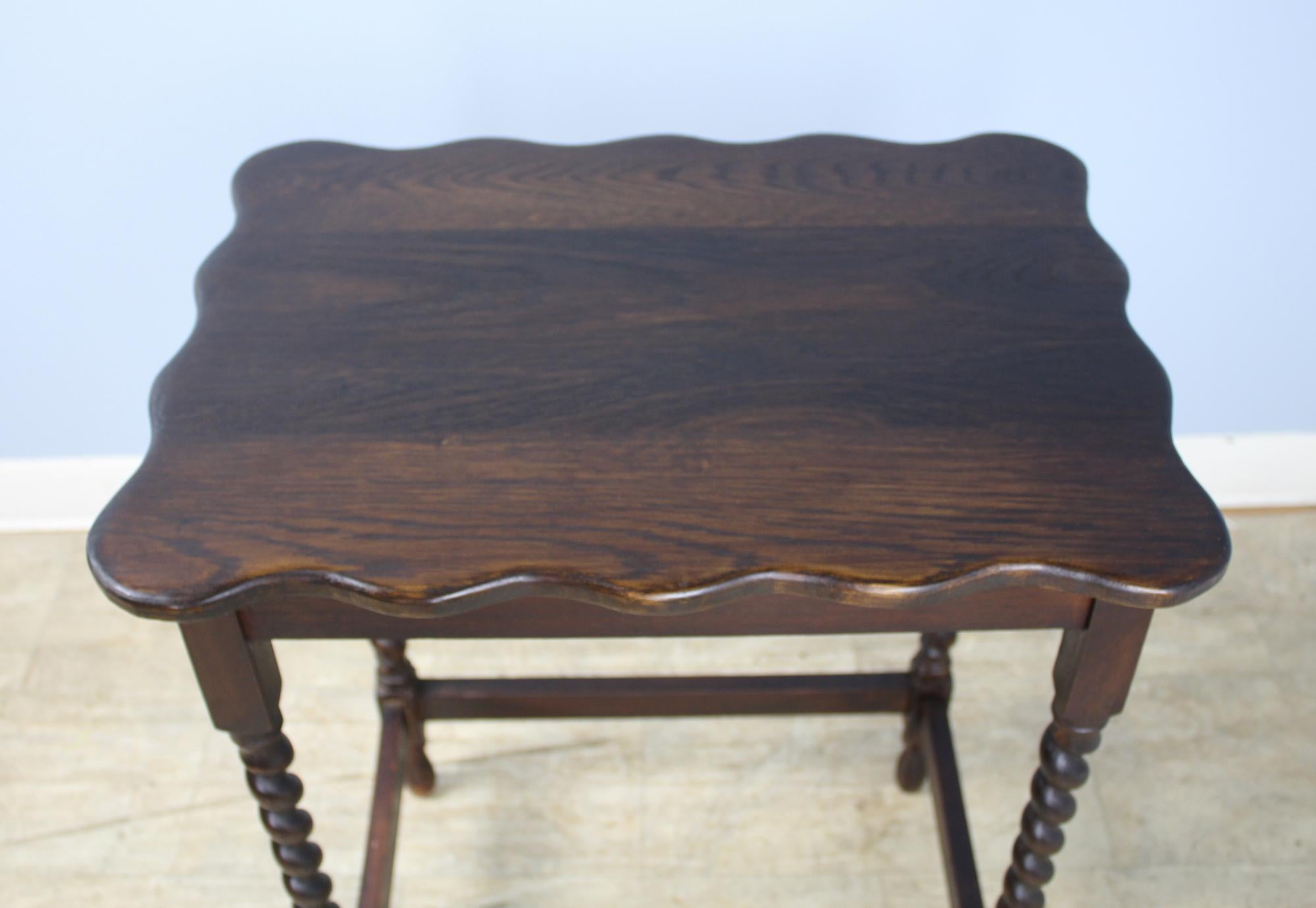 19th Century Antique English Oak Barley Twist Side Table