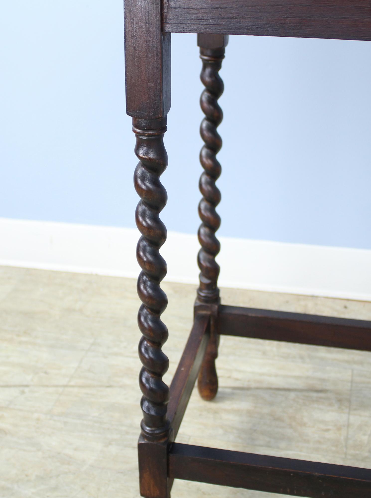 Antique English Oak Barley Twist Side Table 2