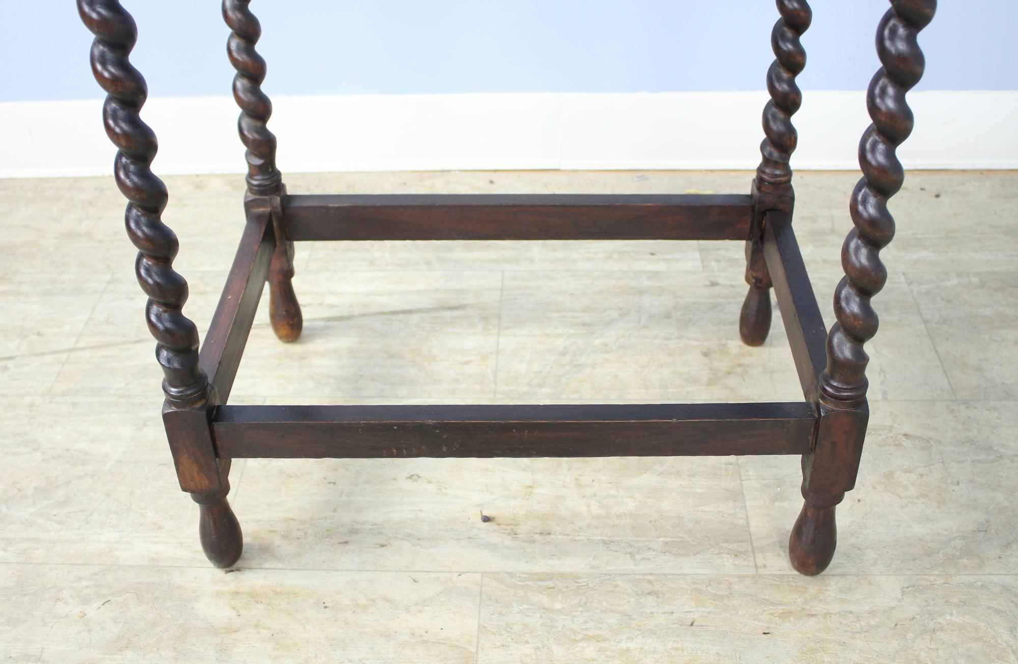 Antique English Oak Barley Twist Side Table 3