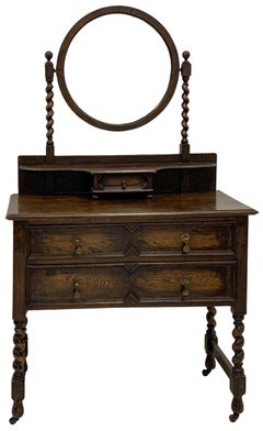 Antique English Oak Barley Twist Vanity / Commode / Chest / Dry Sink