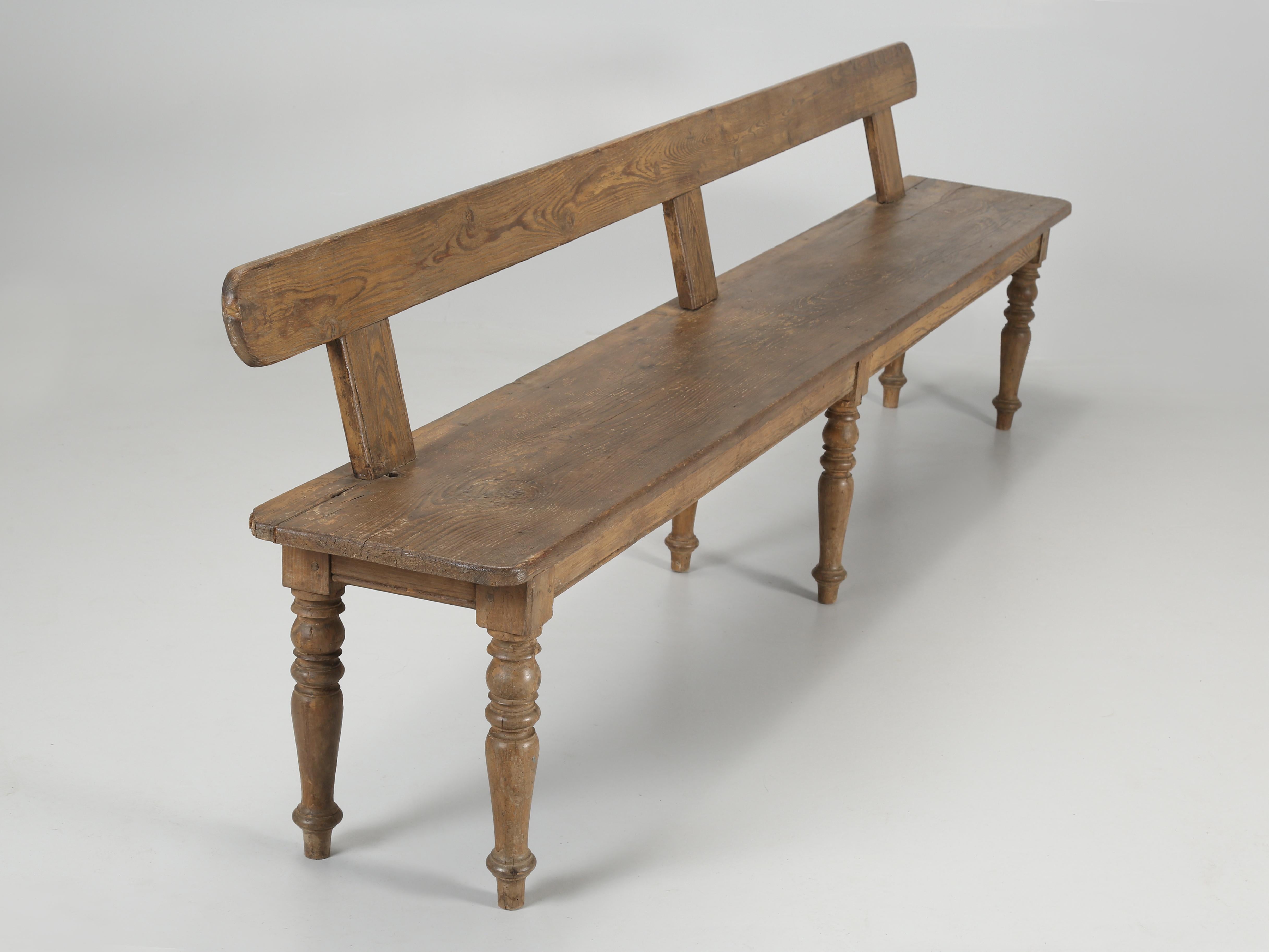 Country Antique English Oak Bench Comfortable Great Patina Original Finish Late 1800's