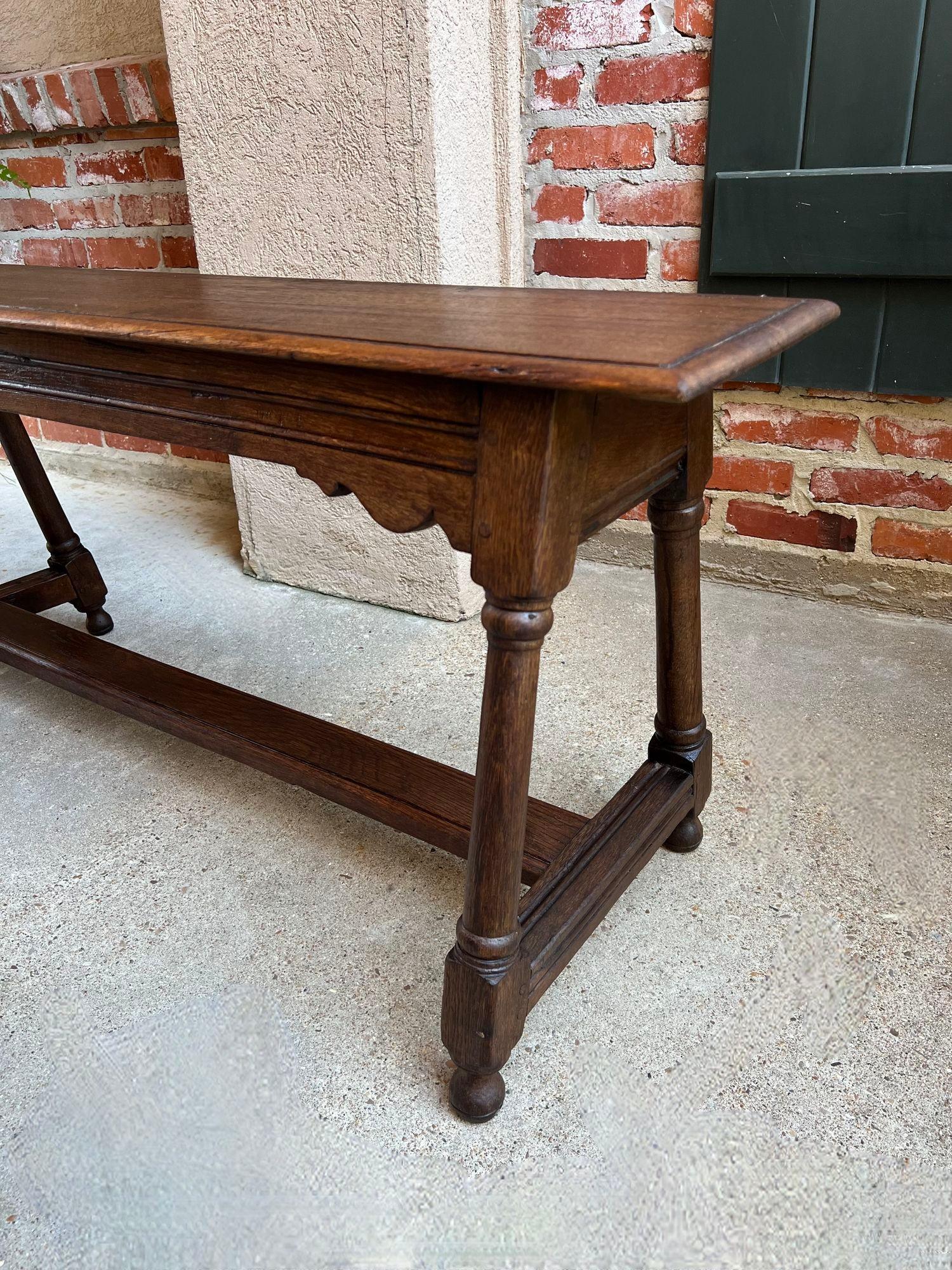 Antiker englischer Eichenholz-Hocker Bauernhaus-Tisch Trestle Jacobean 4 Fuß um 1890 im Angebot 9