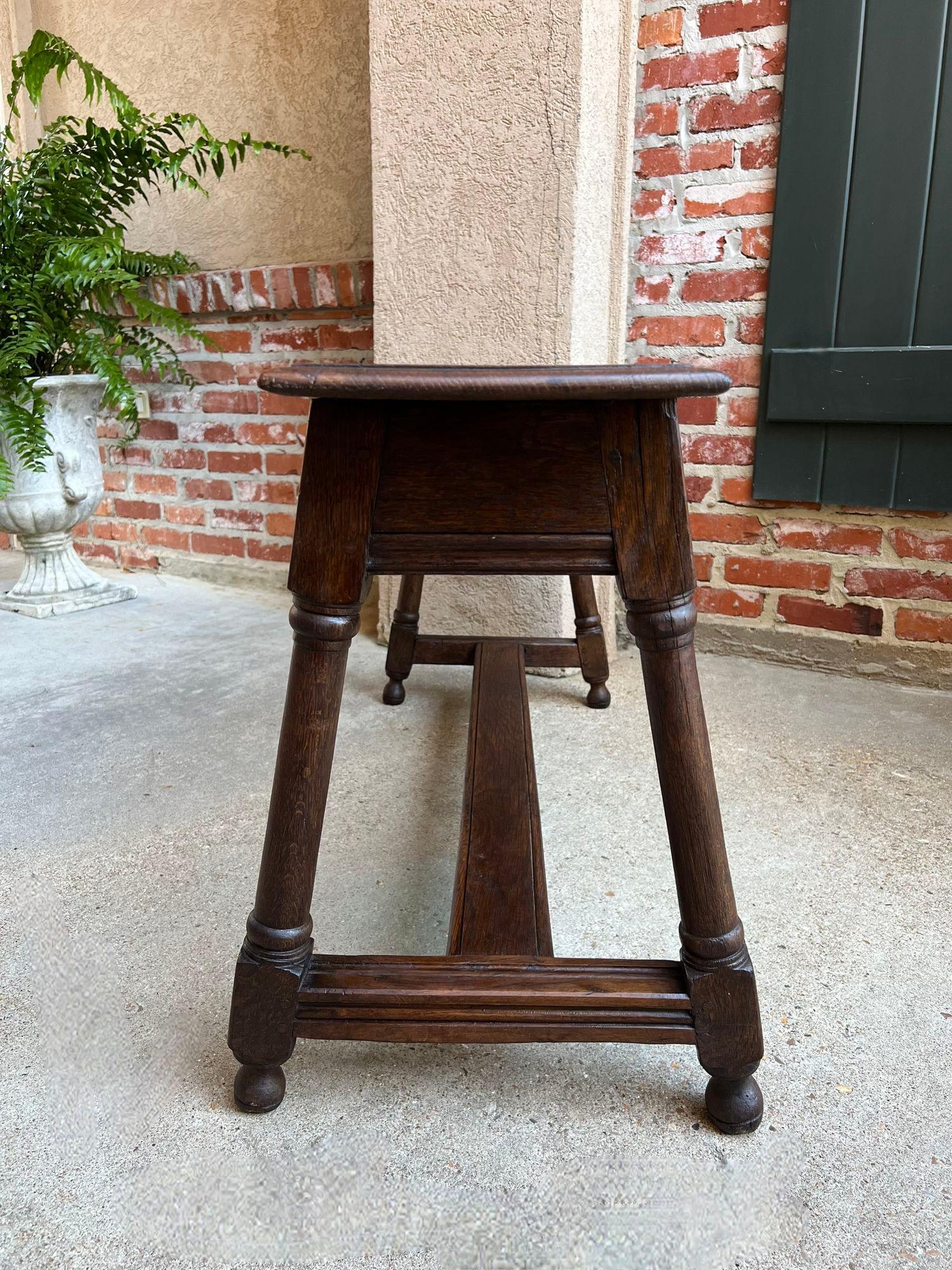 Antiker englischer Eichenholz-Hocker Bauernhaus-Tisch Trestle Jacobean 4 Fuß um 1890 im Angebot 11