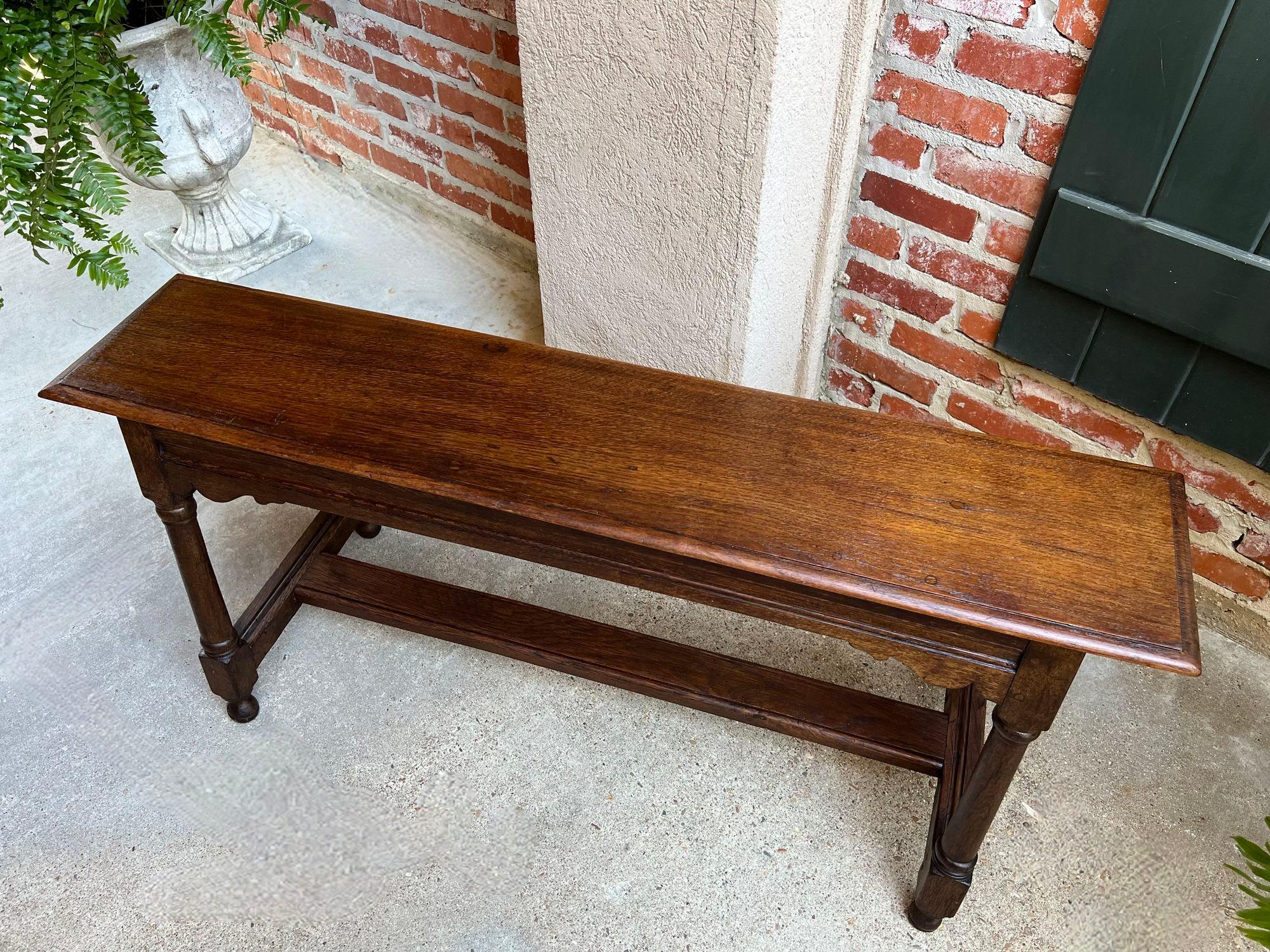 Antiker englischer Eichenholz-Hocker Bauernhaus-Tisch Trestle Jacobean 4 Fuß um 1890 im Zustand „Gut“ im Angebot in Shreveport, LA