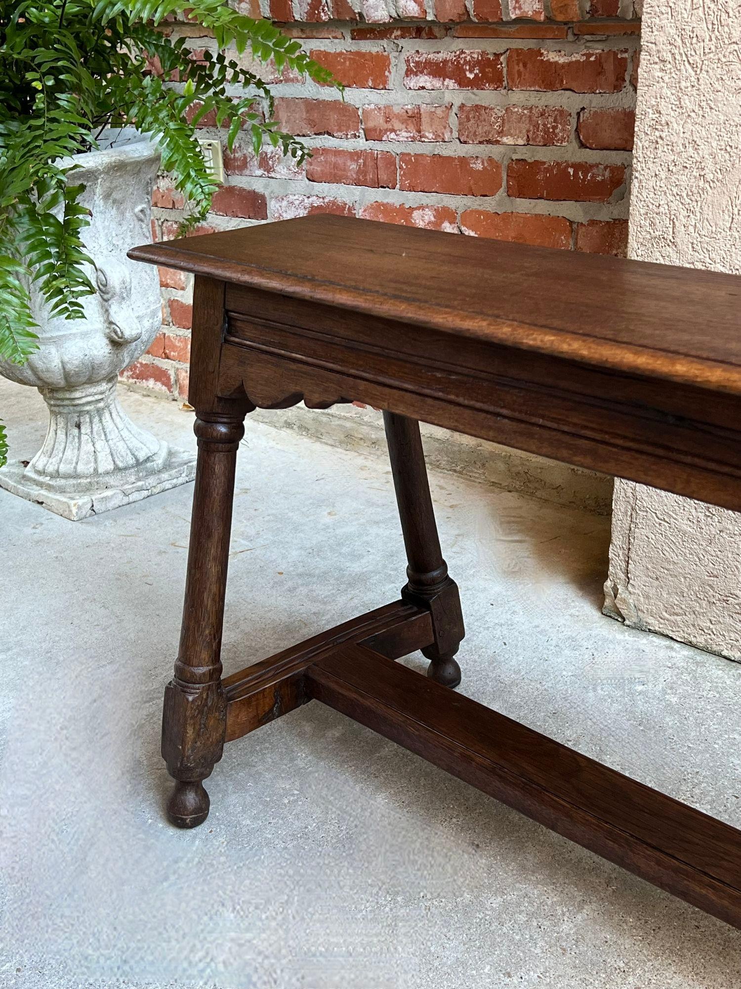 Antiker englischer Eichenholz-Hocker Bauernhaus-Tisch Trestle Jacobean 4 Fuß um 1890 (Spätes 19. Jahrhundert) im Angebot