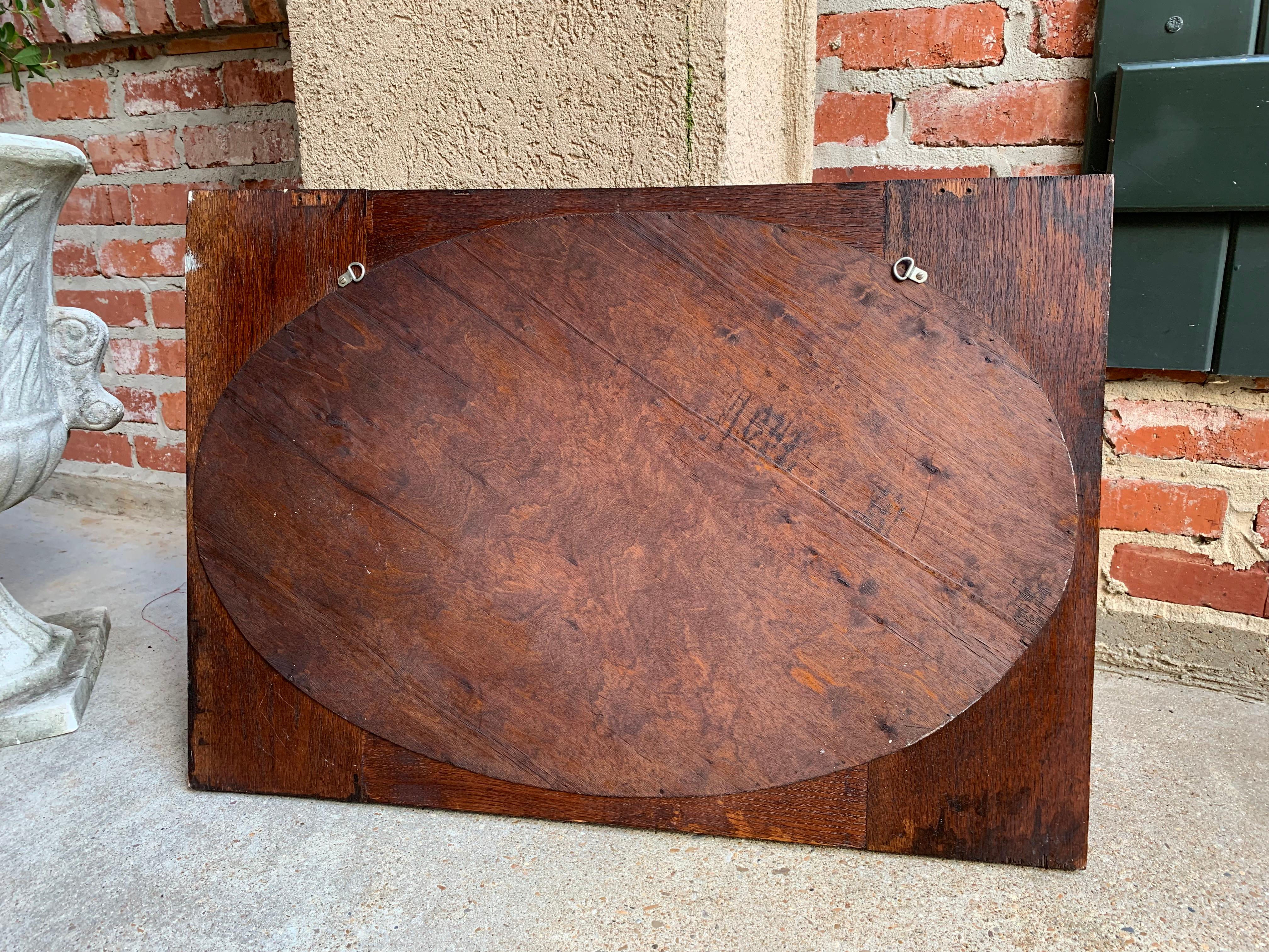Antique English Oak Beveled Wall Mirror Barley Twist Frame Oval, circa 1900 5