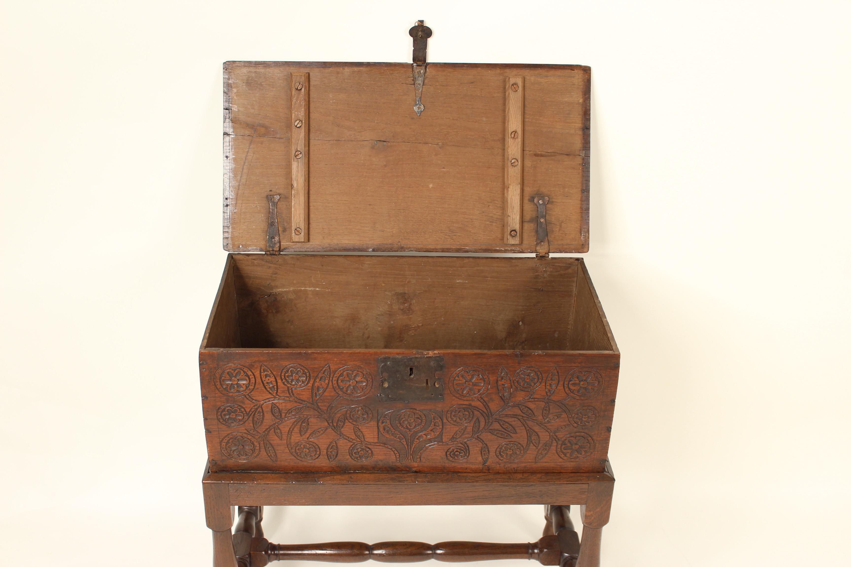 Antique English Oak Bible Box on Stand 5