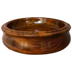 Antique English Oak Bowl Turned Tiger Oak Dessert Server Floral Stand