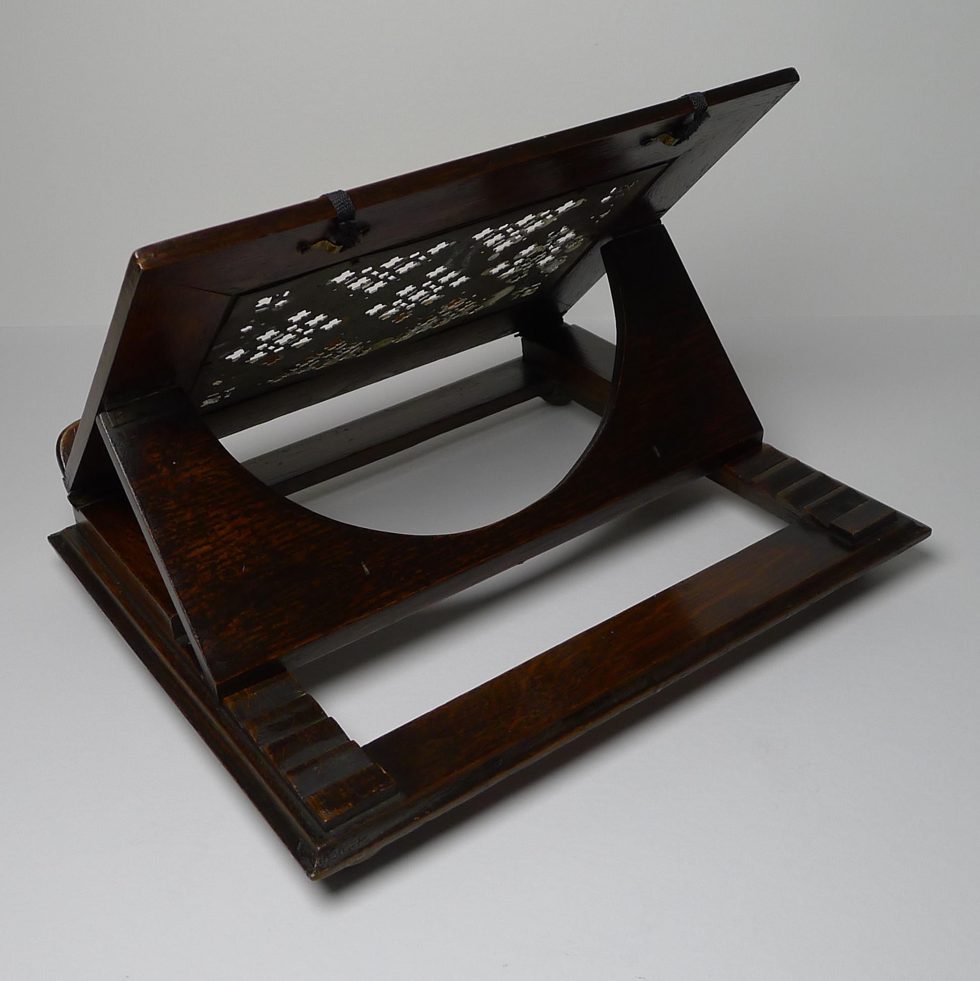 Antique English Oak & Brass Book Rest / Lectern, c.1880 2