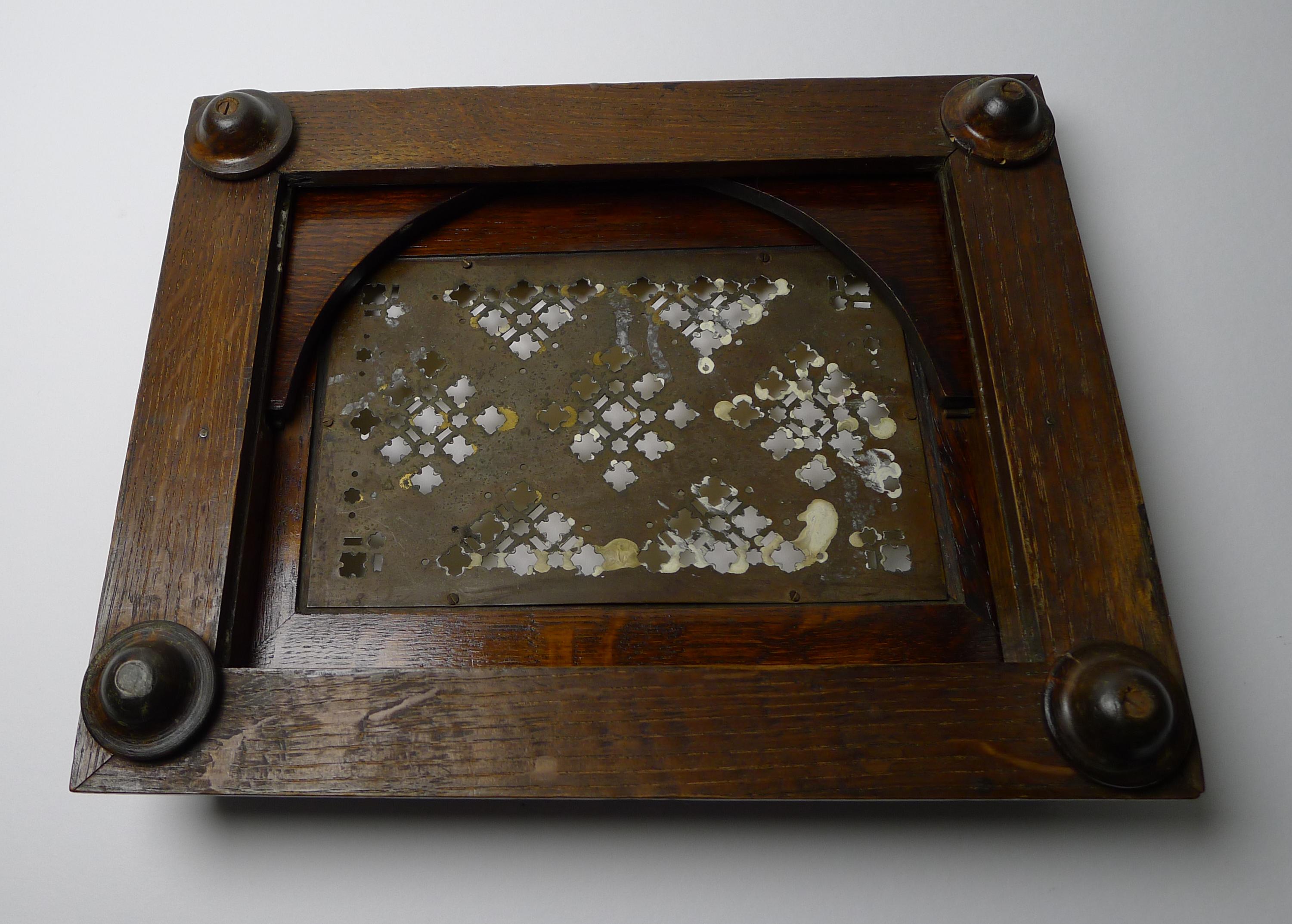 Antique English Oak & Brass Book Rest / Lectern, c.1880 3