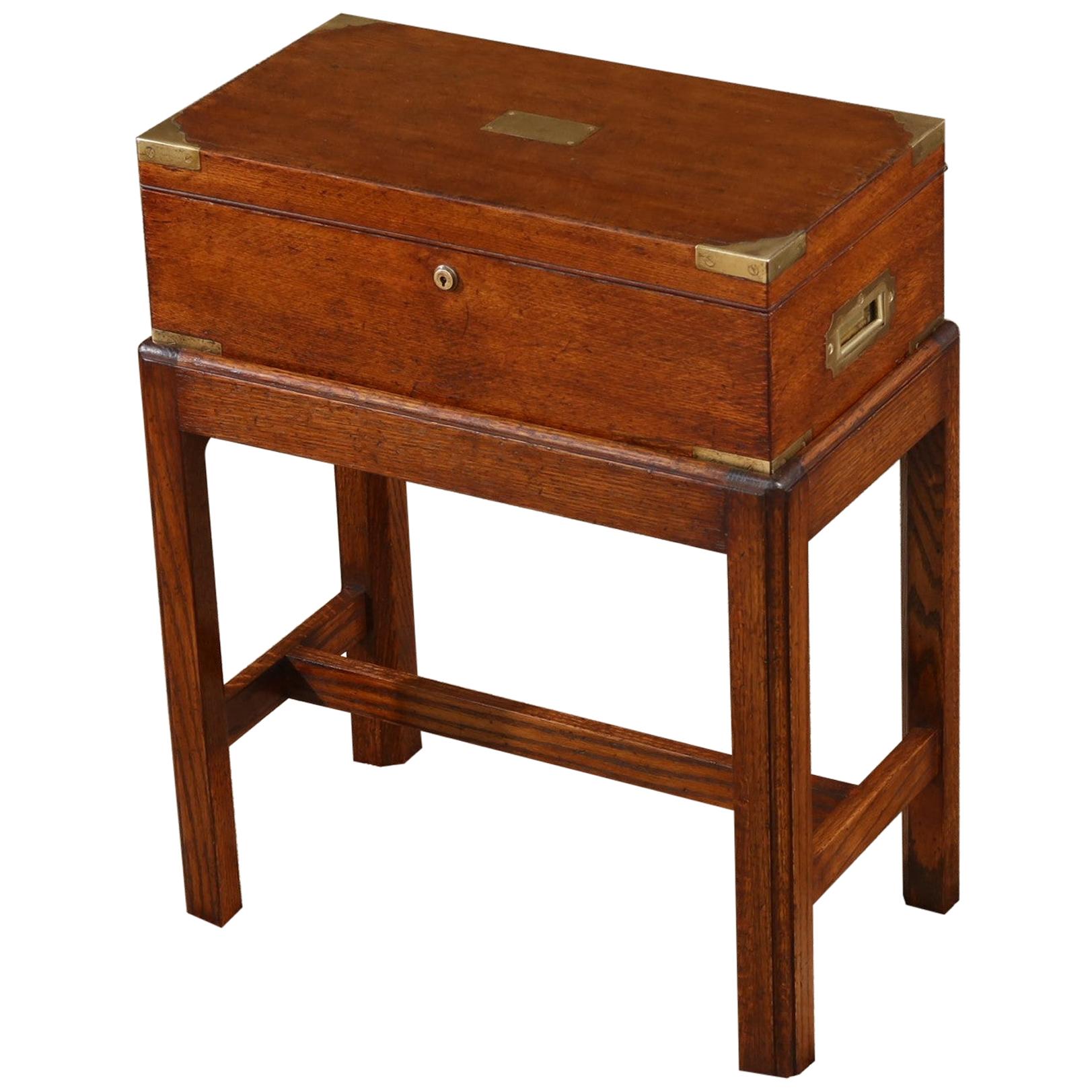 British Campaign Rosewood Officer's Chest on Stand at 1stDibs