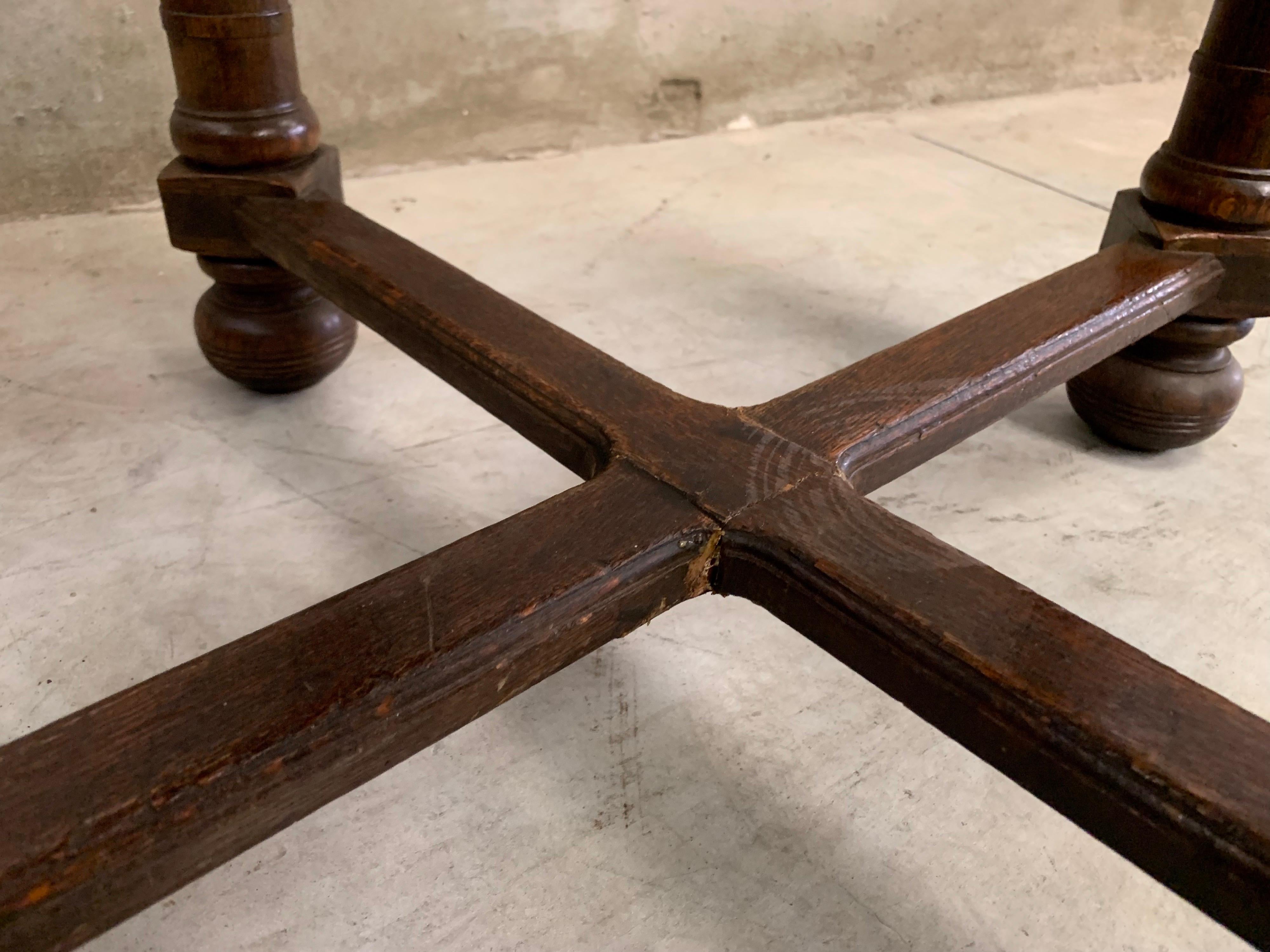 Antique English Oak Card Bridge Game Table, 1900 1