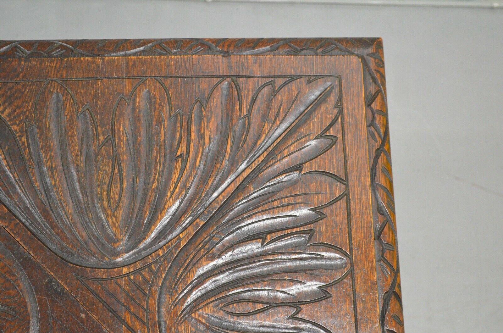 Antique English Oak Carved Drop Leaf Handkerchief Envelope Corner End Table 3