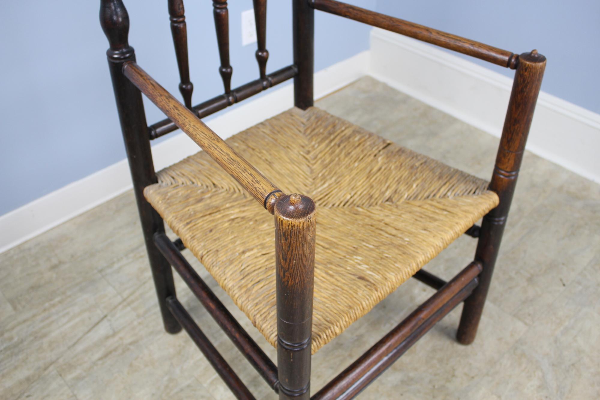 Antique English Oak Carver's Chair In Good Condition In Port Chester, NY