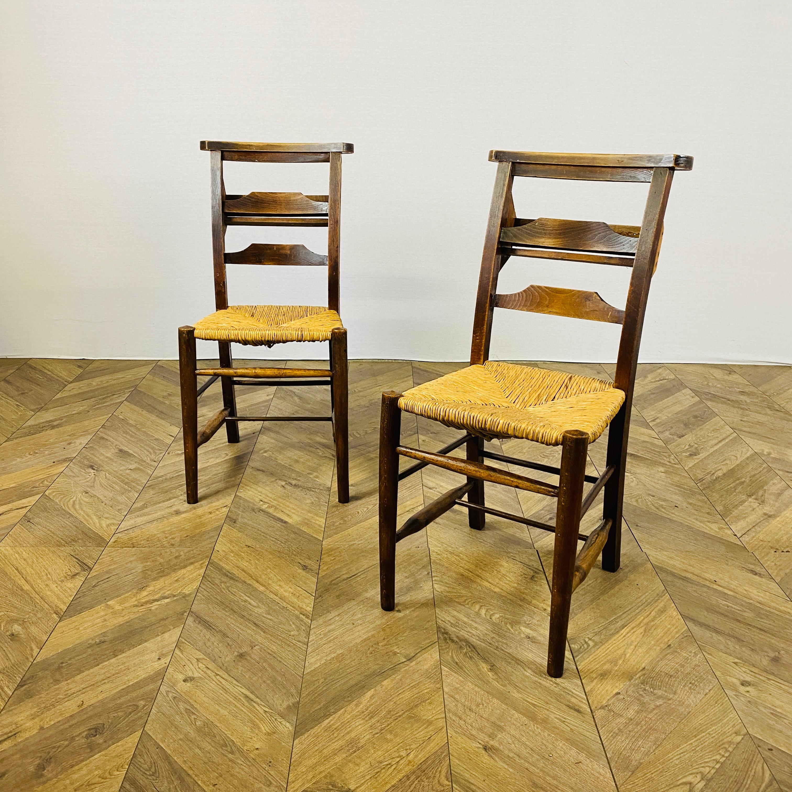 Late 19th Century Antique English Oak Chapel Chairs, Set of 6