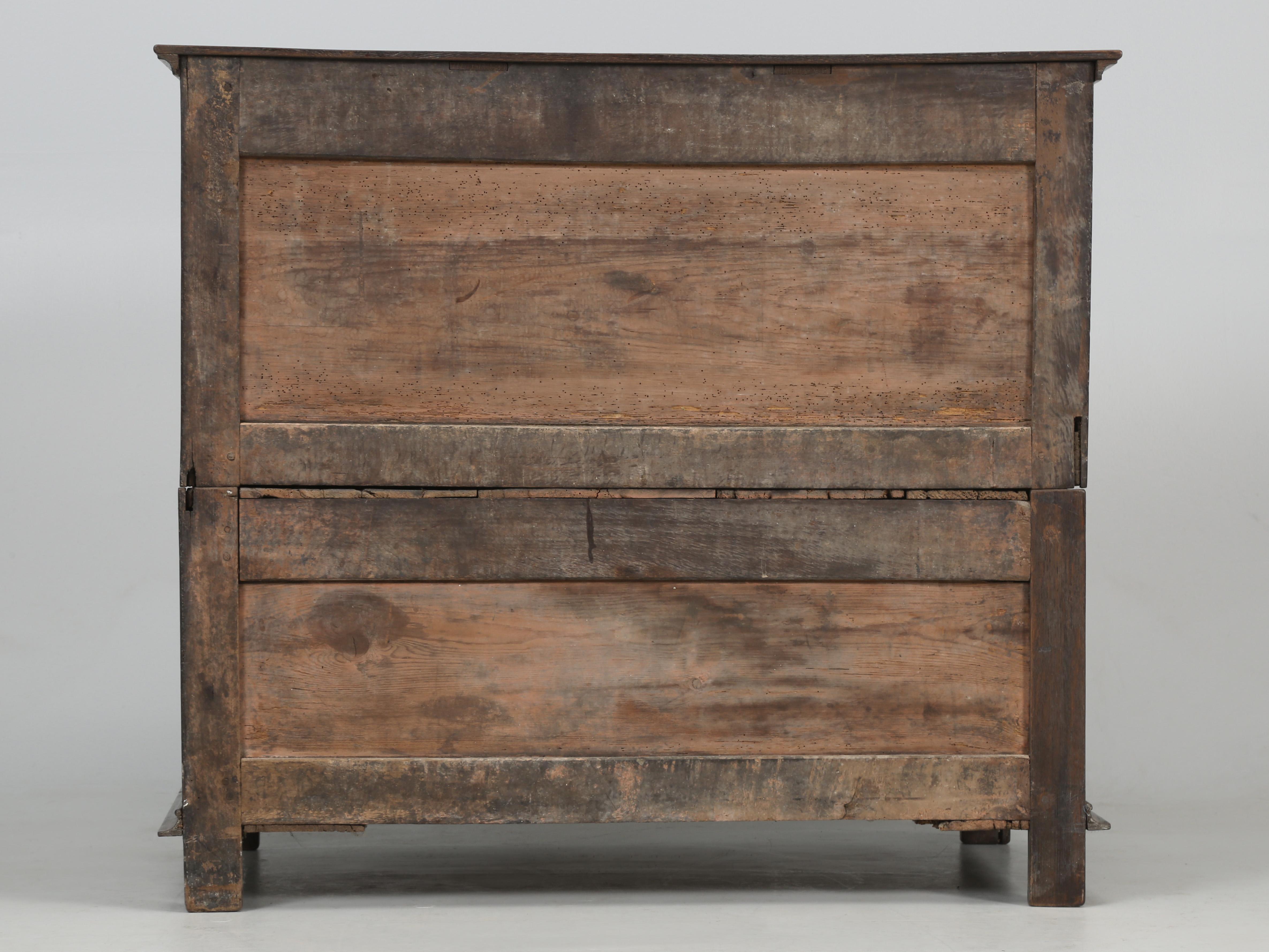 Antique English Oak Chest of Drawers or Dresser Split Case design, Circa 1700's 9