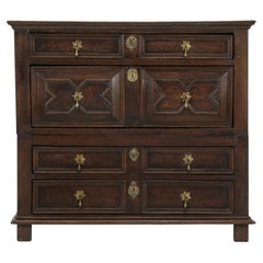 Antique English Oak Chest of Drawers or Dresser Split Case design, Circa 1700's