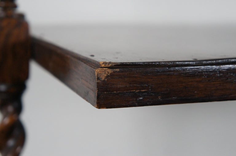 Antique English Oak Cheval Barley Twist Dresser Top Shaving Vanity