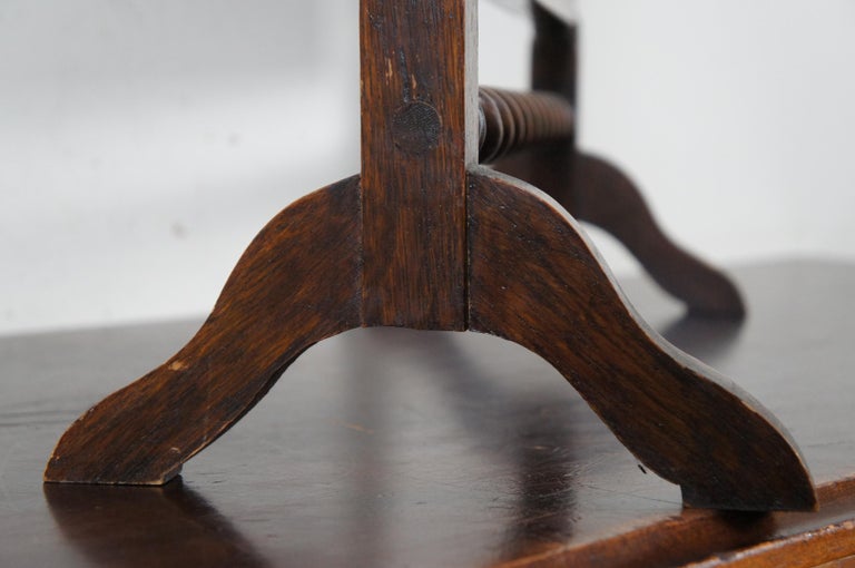 Antique English Oak Cheval Barley Twist Dresser Top Shaving Vanity