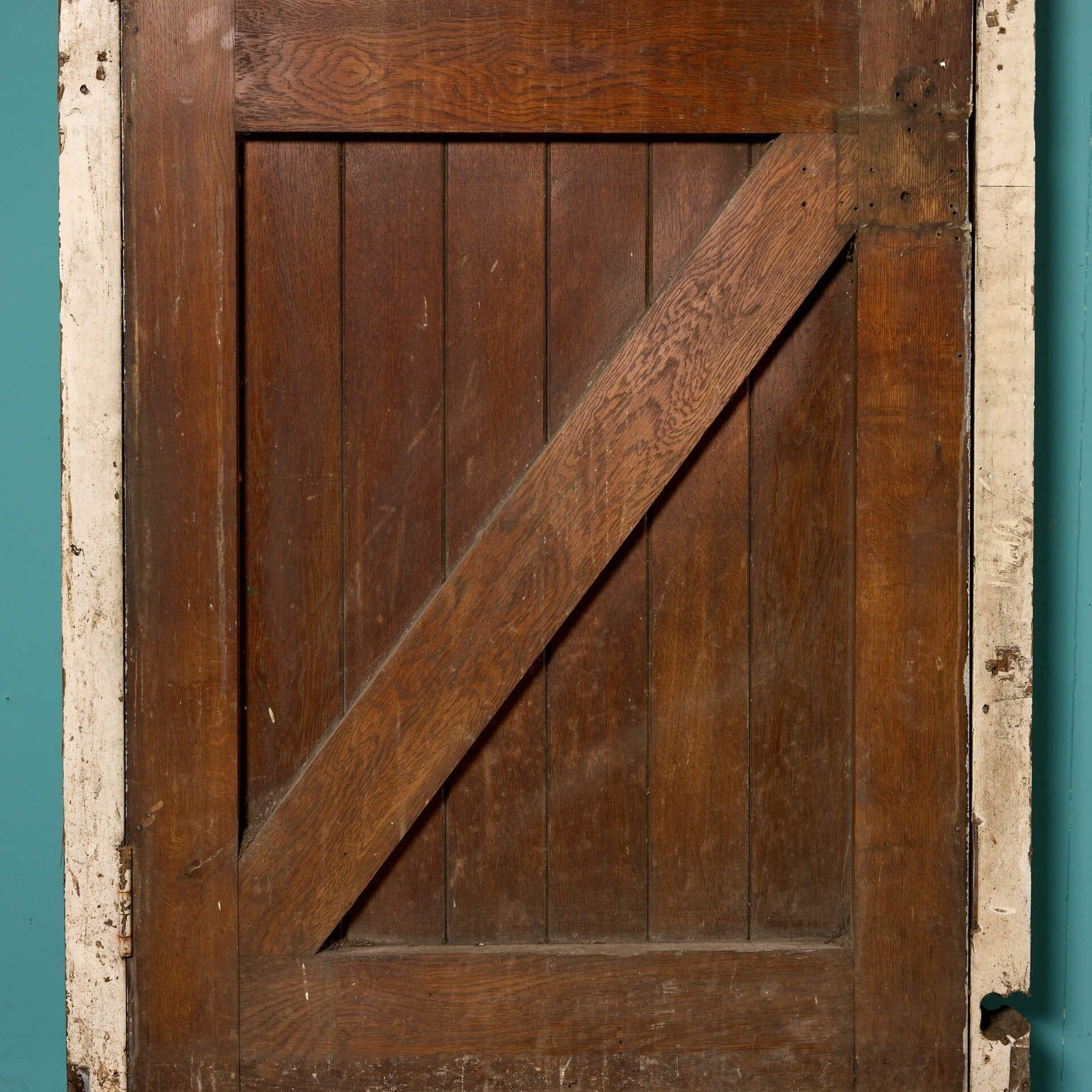 20th Century Antique English Oak Church Door with Frame