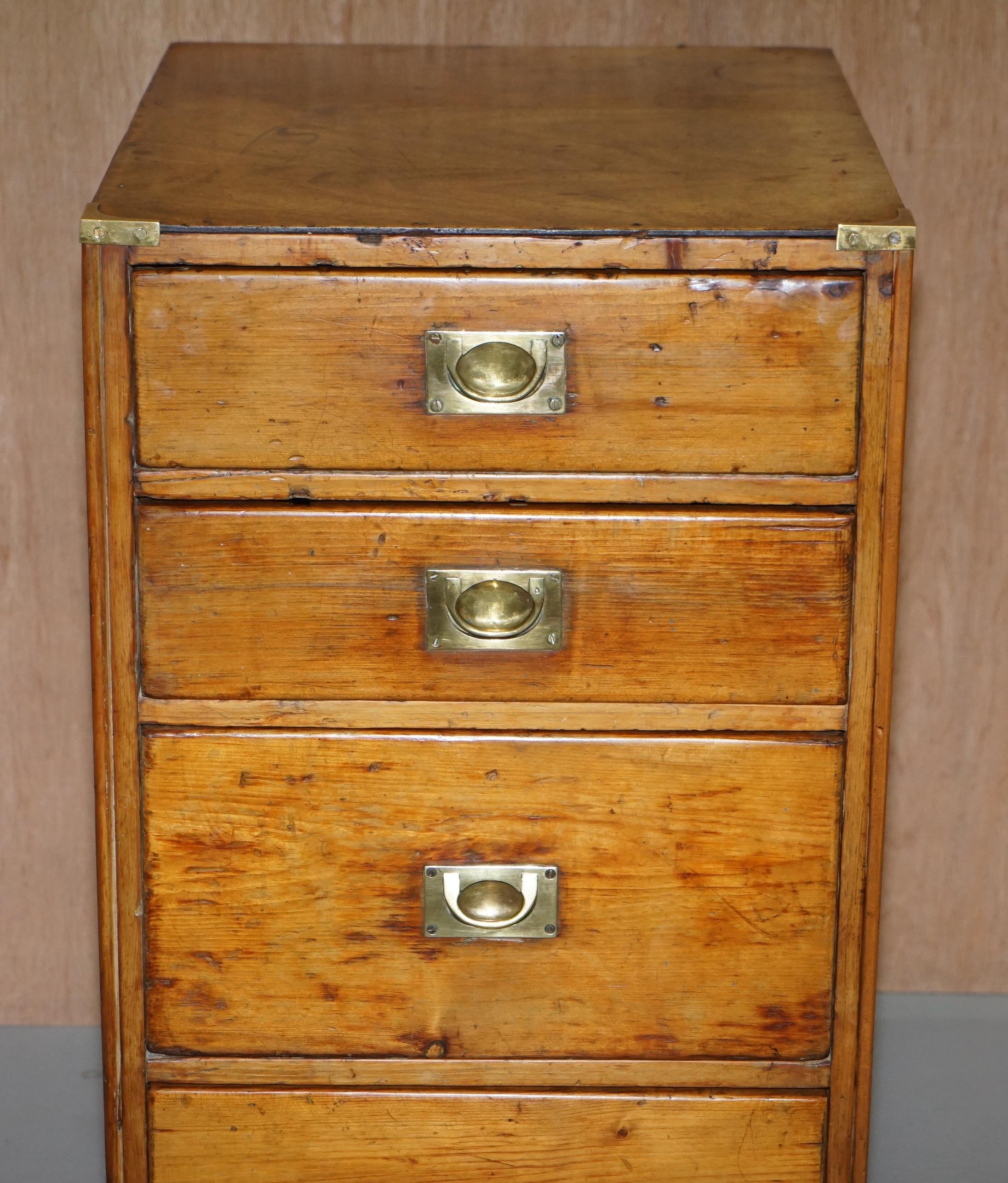 Late 19th Century Antique English Oak circa 1890 Military Campaign Chest of Drawers Lovely Size