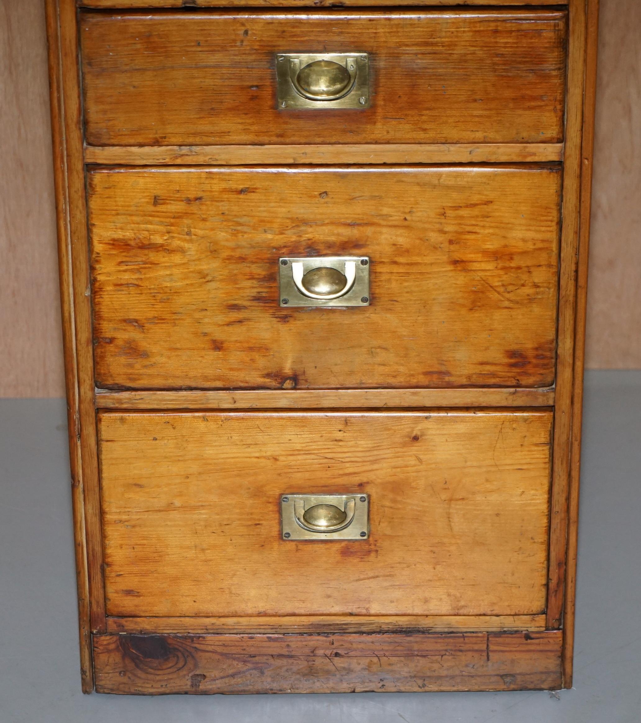 Antique English Oak circa 1890 Military Campaign Chest of Drawers Lovely Size 1